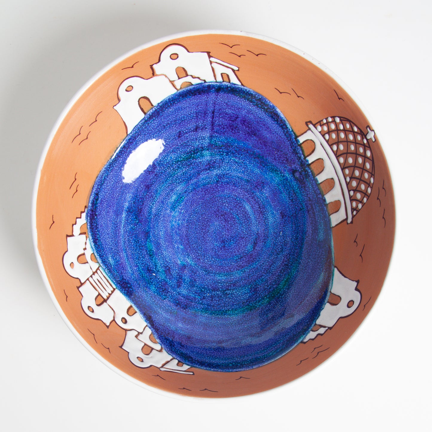 Blue/cotto casette salad bowl