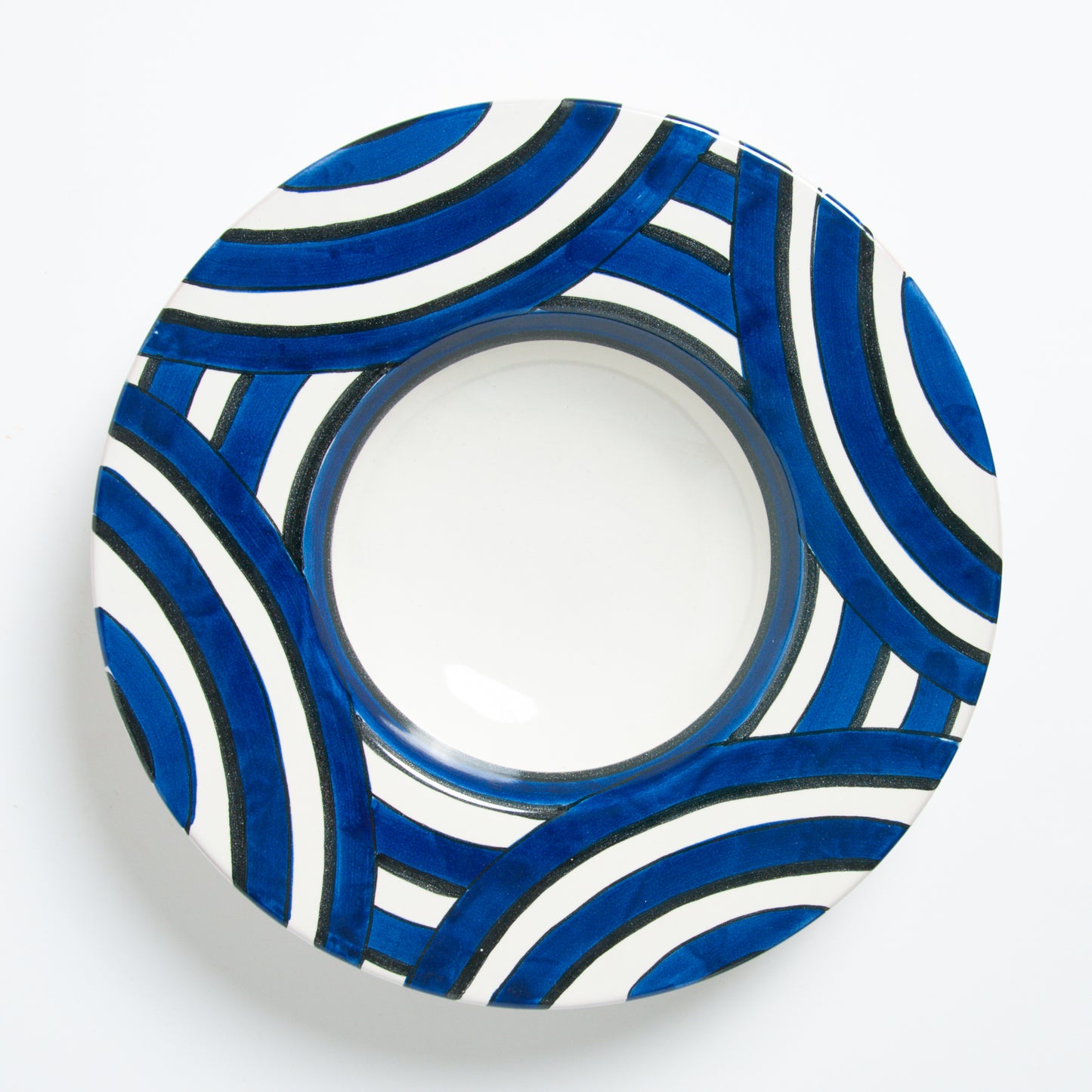Blue geometric deep dish