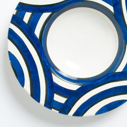 Blue geometric deep dish