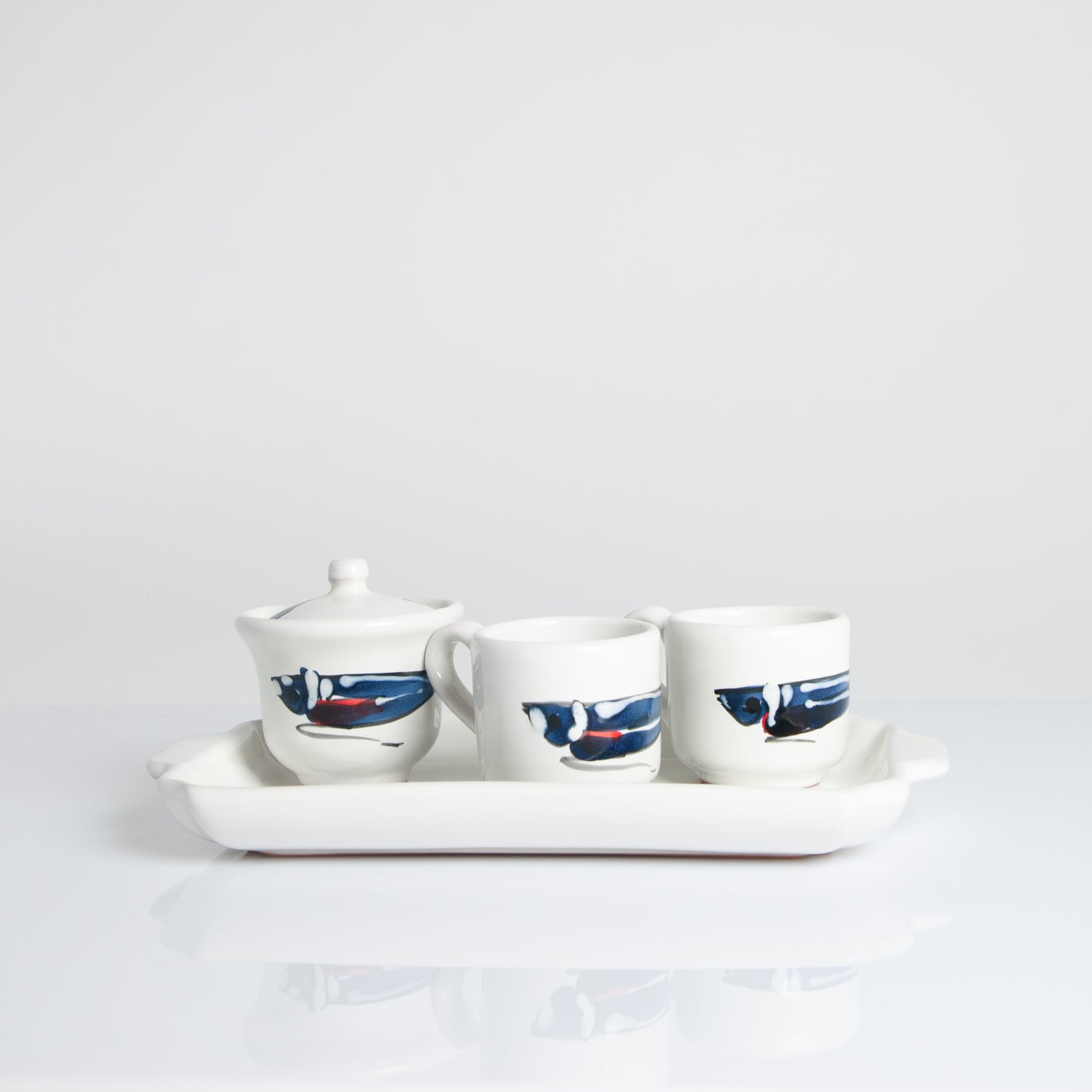Set 2 tazzine con zuccheriera iscalonga