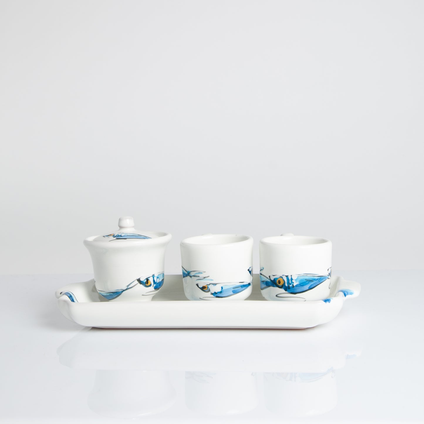 Set 2 tazzine con zuccheriera alici