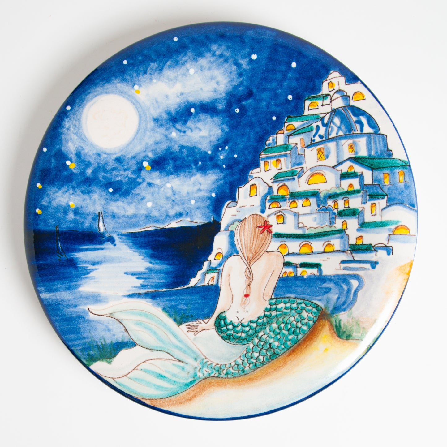Piatto murale onda sirena notte grande