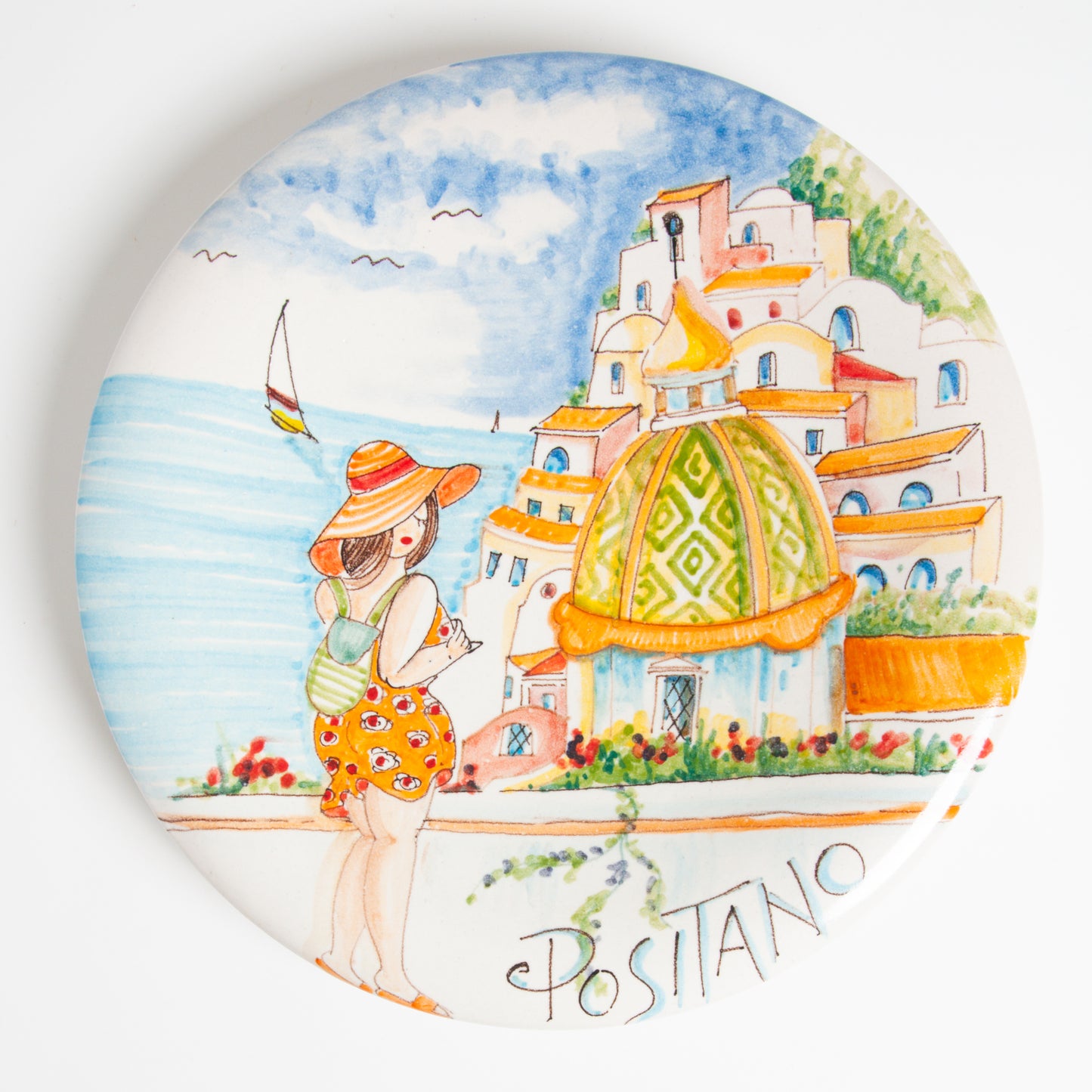 Piatto murale onda turista arancione grande
