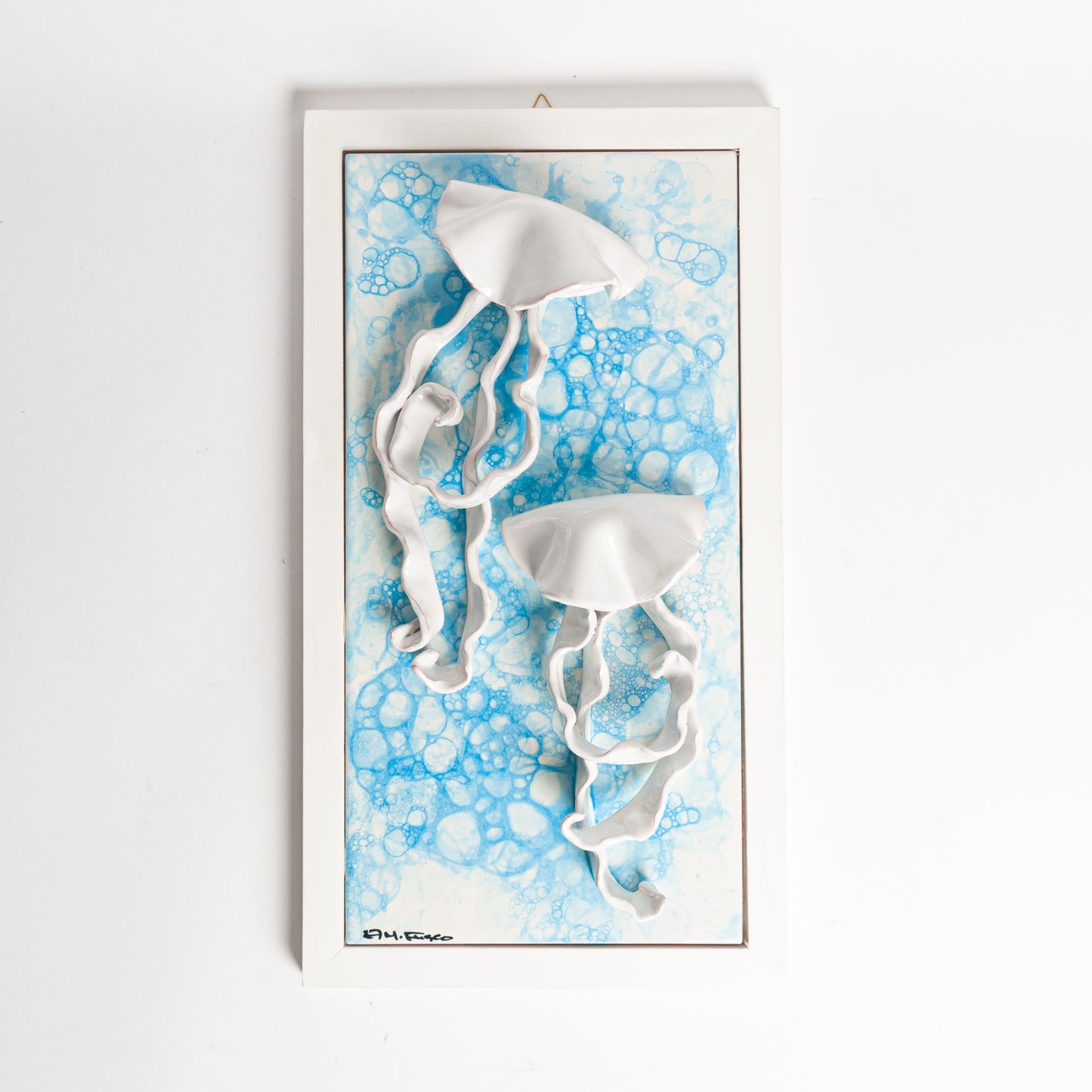 Quadro turchese bolle meduse bianca