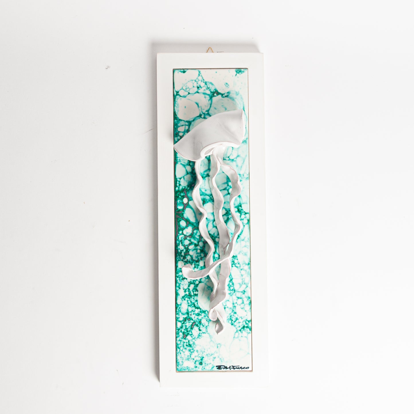 Quadro verde acqua medusa bianca