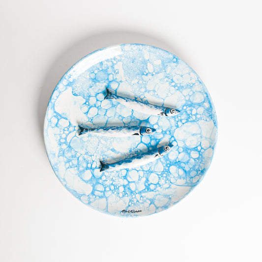 Piatto murale pesci azzurro