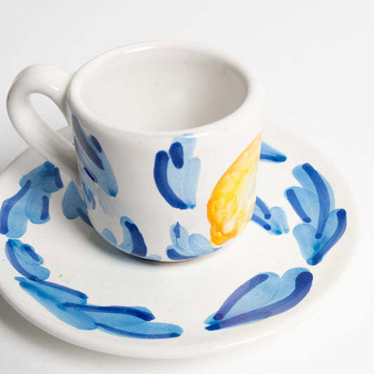 Tazzina caffè con piattino decoro limone 1
