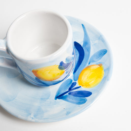 Tazzina caffè con piattino decoro limone 2
