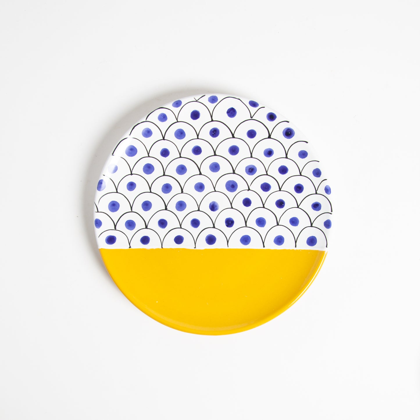 Yellow/blue tragara flat dish