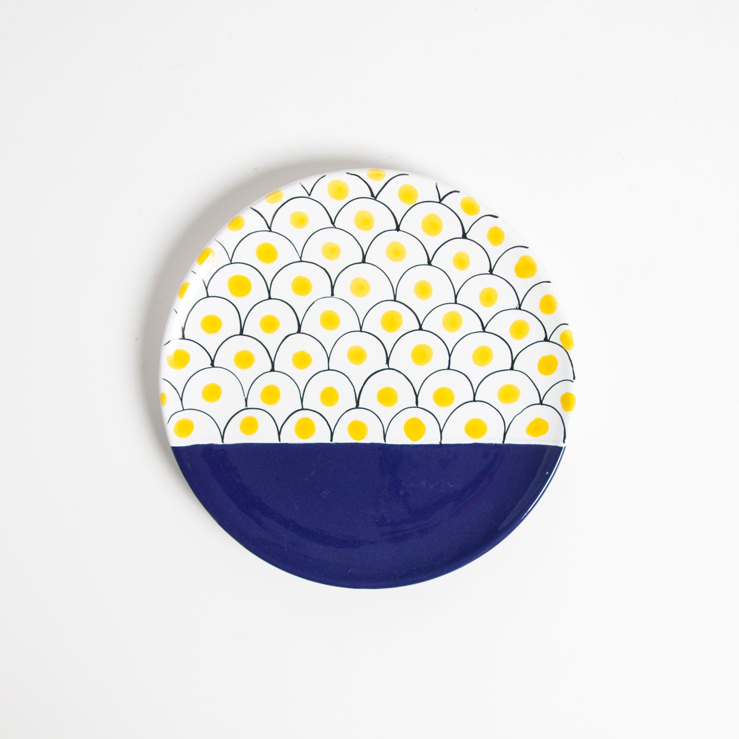 Blue/yellow tragara flat dish