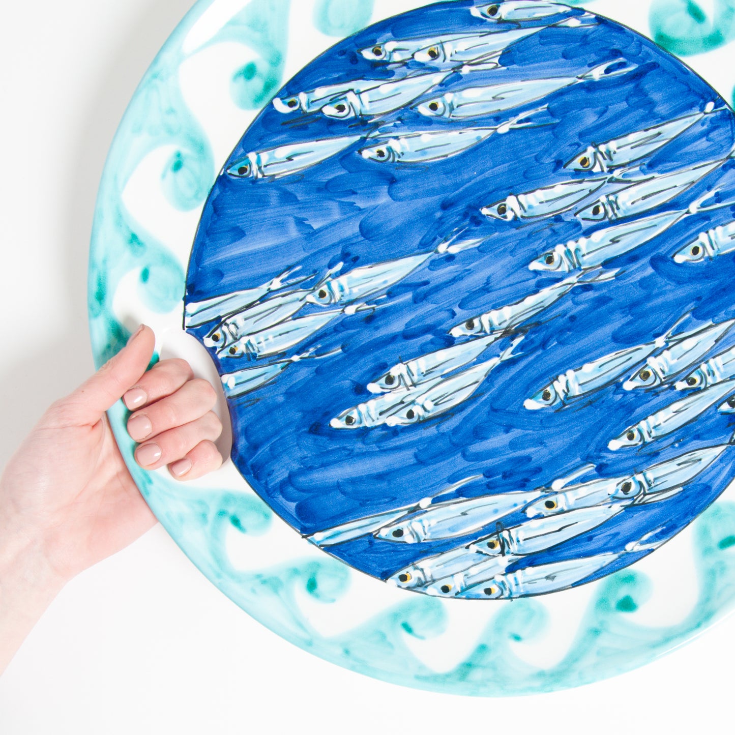 Anchovies tray with handle