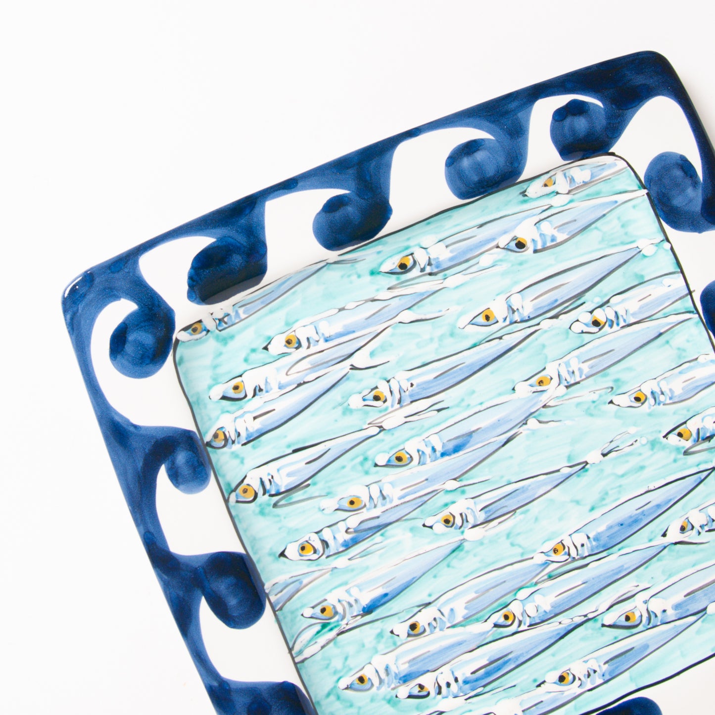 Blue anchovies square tray