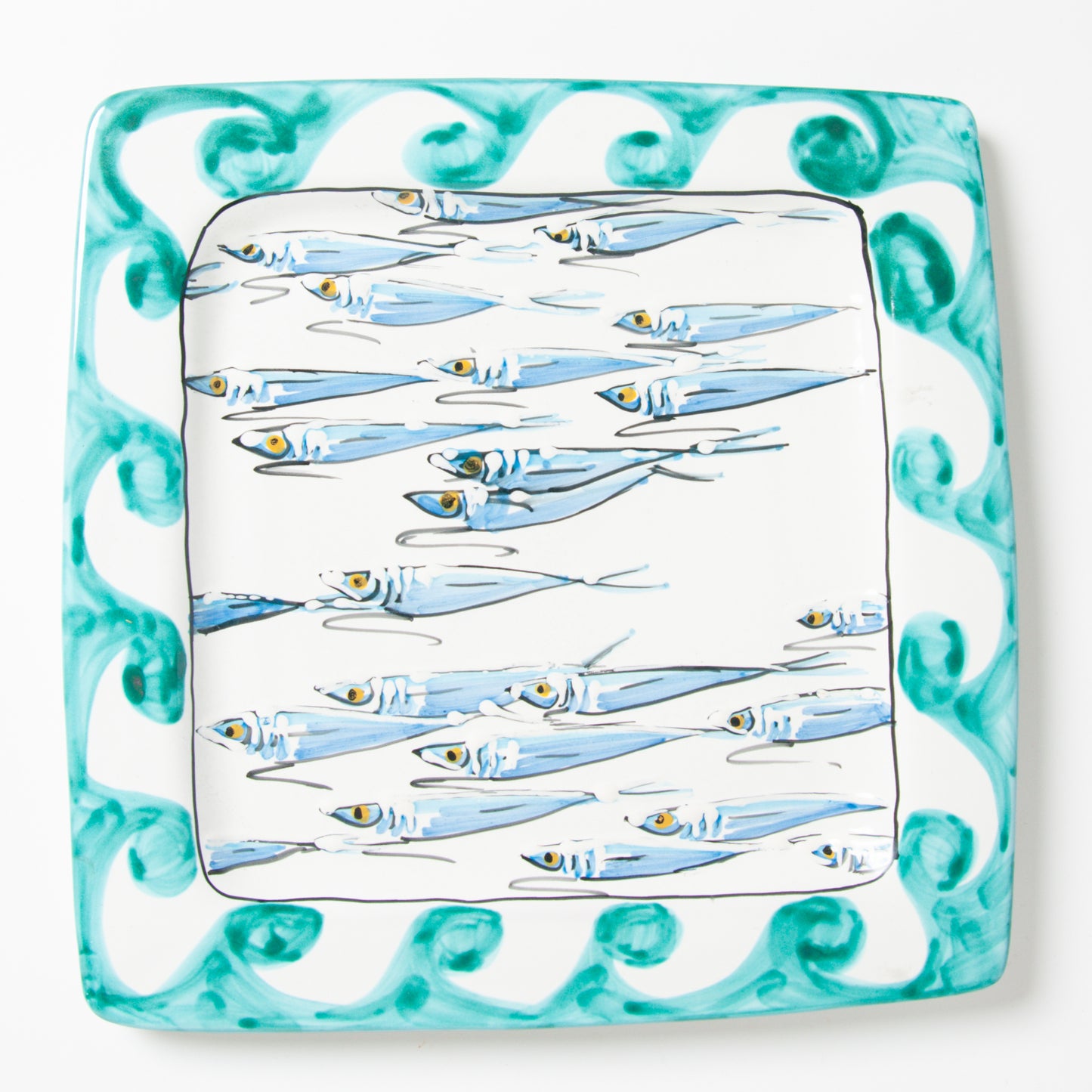 Turquoise anchovies square tray