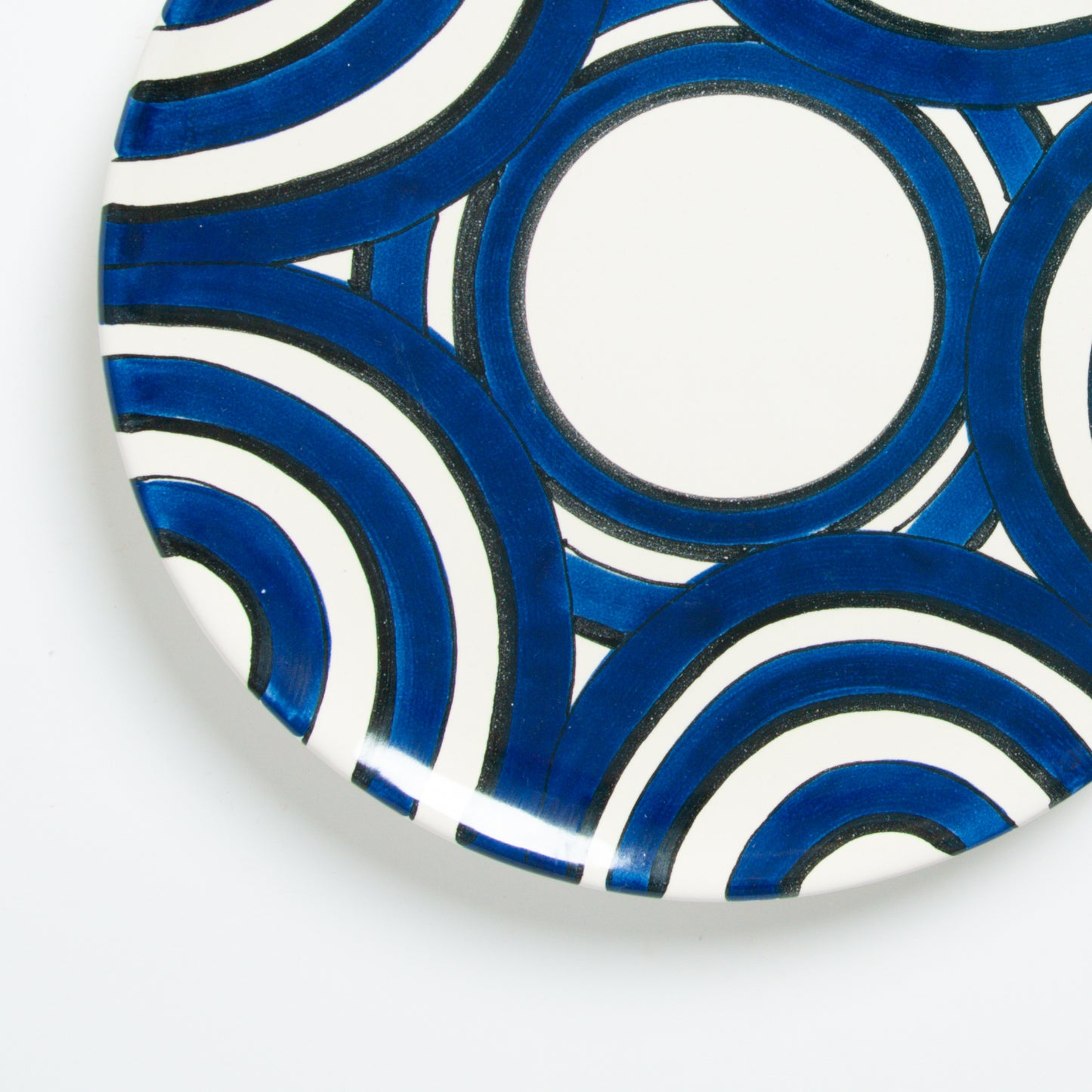 Blue geometric flat dish