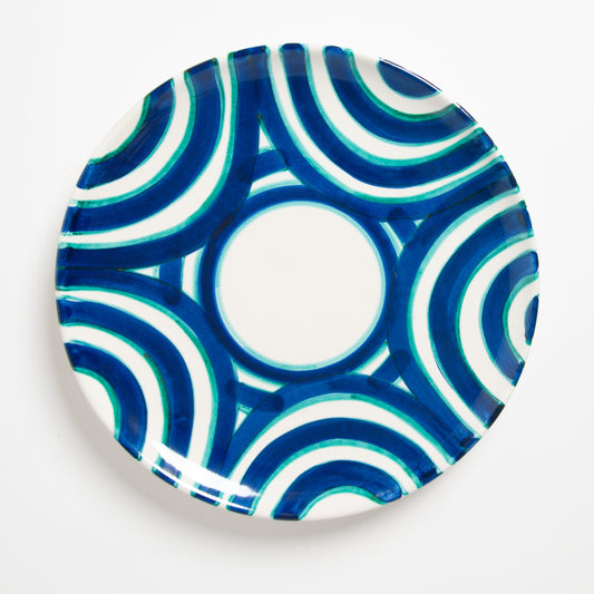 Blue navy geometric flat dish