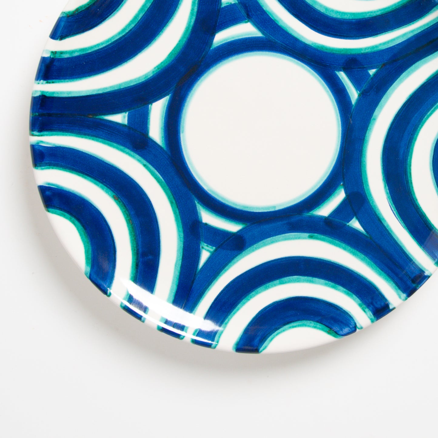 Blue navy geometric flat dish