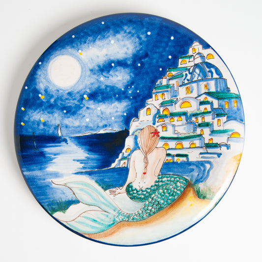 Large mermaid wave night wall dish