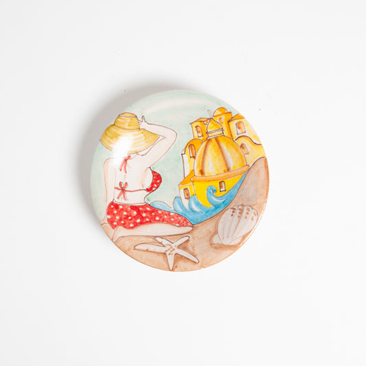 Small red tourist wave wall dish