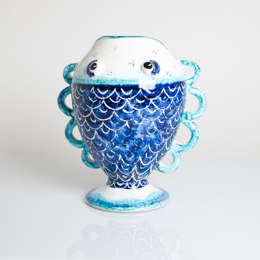 Blue fish vase
