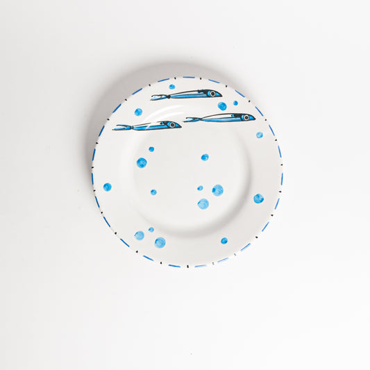 Blue/cotto casette flat dish