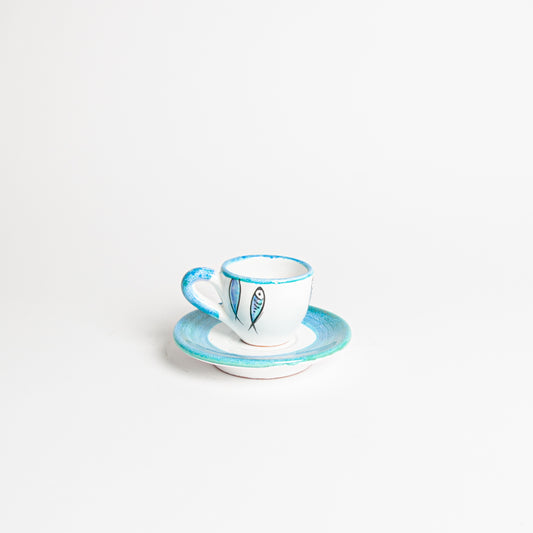 Anchovies coffee cup with saucer