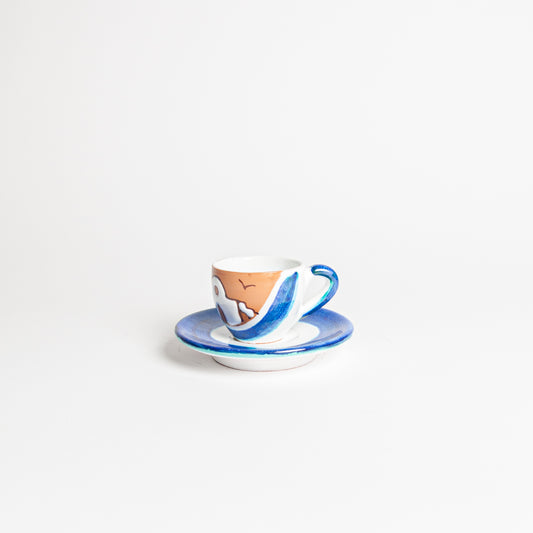 Anchovies coffee cup with saucer